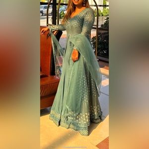 Three piece kameez anarkali gown with lehenga. Size M